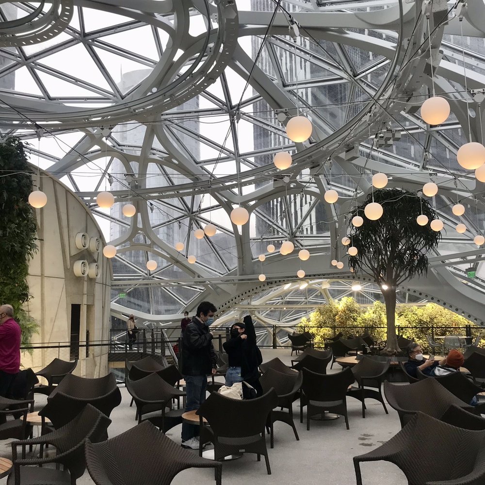 Amazon Spheres - One of the various seating areas - Botanical Gardens Near Me - Seattle, Washington Amazon Spheres - One of the various seating areas - Botanical Gardens Near Me - Seattle, Washington