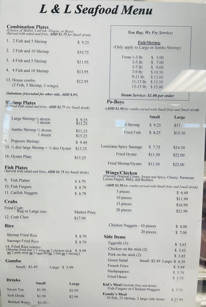 L & L FRESH SEAFOOD Updated September 2024 1611 N Pace Blvd