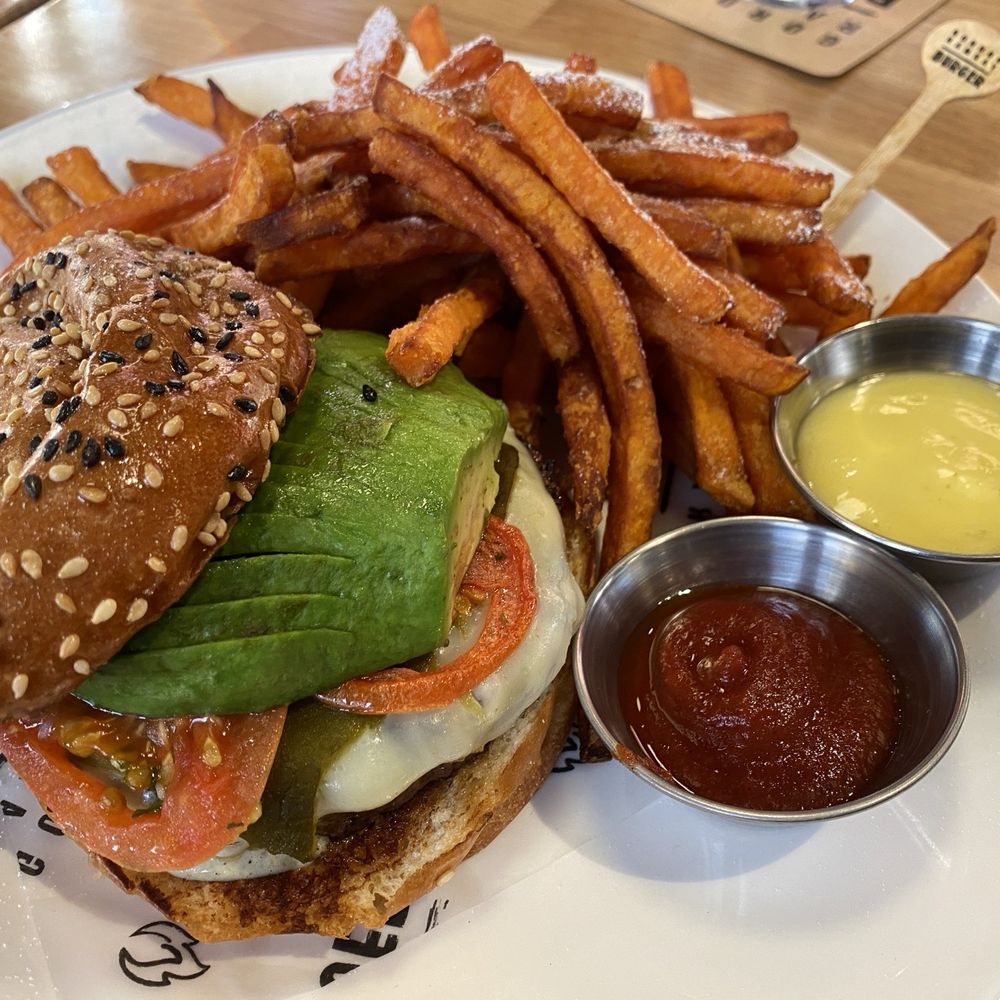Gordon Ramsay Burger - Hell's Kitchen burger with yam fries. Love the avocado and yam fries. - Burgers Near Me - Coquitlam, British Columbia Gordon Ramsay Burger - Hell's Kitchen burger with yam fries. Love the avocado and yam fries. - Burgers Near Me - Coquitlam, British Columbia
