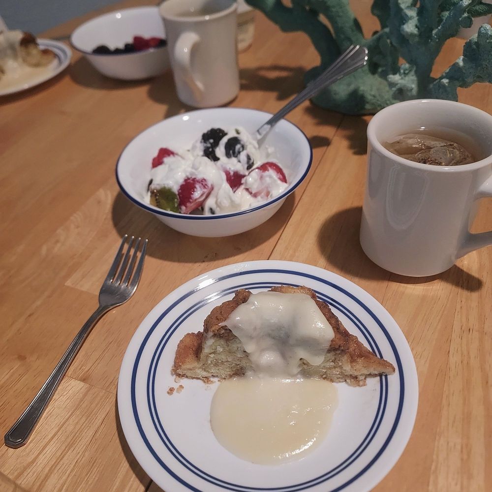 Mon Key Buntz - Monkey Bread Factory - Half a bundt cake with yogurt/fruit and tea - Bakeries Near Me - Naples, Florida Mon Key Buntz - Monkey Bread Factory - Half a bundt cake with yogurt/fruit and tea - Bakeries Near Me - Naples, Florida