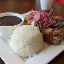 La Granja Town Center - 1/4 chicken, white rice + beans & salad