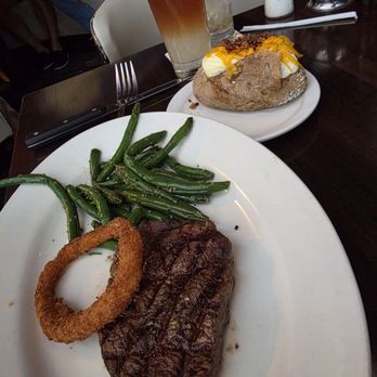 Hillside Fine Grill - Filet, green beans, and loaded baked potato. - Steakhouses Near Me - Highland Village, Texas Hillside Fine Grill - Filet, green beans, and loaded baked potato. - Steakhouses Near Me - Highland Village, Texas