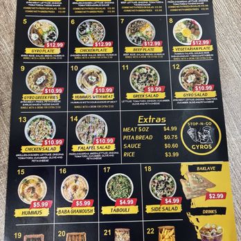Stop-N-Go Gyros - Menu - Greek Near Me - McKinney, Texas