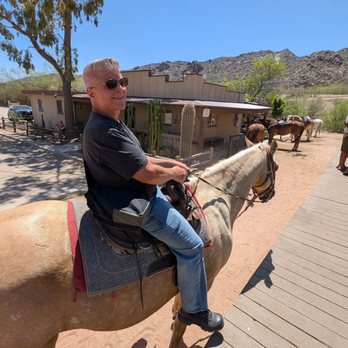 Ponderosa Stables - This mounting/dismounting block was so nice for me (I have physical disabilities) and you can see how happy my dad is after our ride! - Horseback Riding Near Me - Phoenix, Arizona