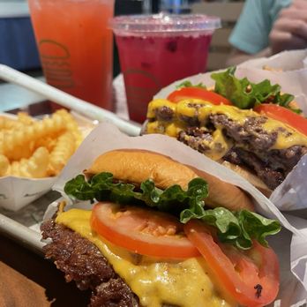 Shake Shack Ice Blocks - Shackburger, double shackburger, sunset lemonade, dragonfruit lemonade, fries - Burgers Near Me - Sacramento, California Shake Shack Ice Blocks - Shackburger, double shackburger, sunset lemonade, dragonfruit lemonade, fries - Burgers Near Me - Sacramento, California