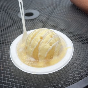 Kula Shave Ice - Pineapple & Coconut, condensed milk, & macadamia nut ice cream - Shaved Ice Near Me - Hilo, Hawaii