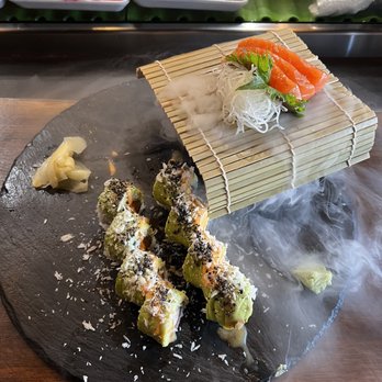 IKKAI Restaurant - Grinch roll & salmon sashimi - Japanese Near Me - Naperville, Illinois