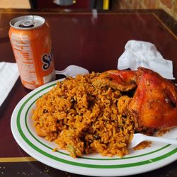 Puerto Plata Restaurant - 1/4 Roast Chicken w/ yellow rice & peas