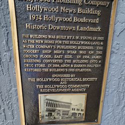 Hollywood Publishing Company Hollywood News Building - Historical marker plaque