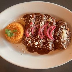 Xochipilli Taco Bar - Delicious Mole Enchiladas.