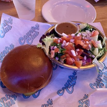 Country Club - Diner Burger w Side Salad - Sports Bars Near Me - Chicago, Illinois
