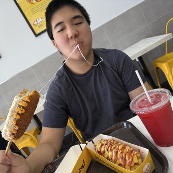 Krazydog - Strawberry slush and cheesy dog - Desserts Near Me - Katy, Texas Krazydog - Strawberry slush and cheesy dog - Desserts Near Me - Katy, Texas