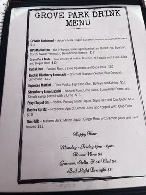 Menu photo 1 Grove Park Grille Cincinnati, OH