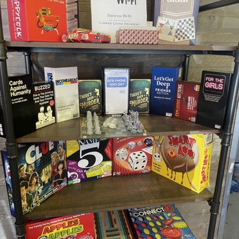 Copper Coins Drinkery & Tap House - Game Shelf - Coffee & Tea Near Me - Sumner, Washington Copper Coins Drinkery & Tap House - Game Shelf - Coffee & Tea Near Me - Sumner, Washington