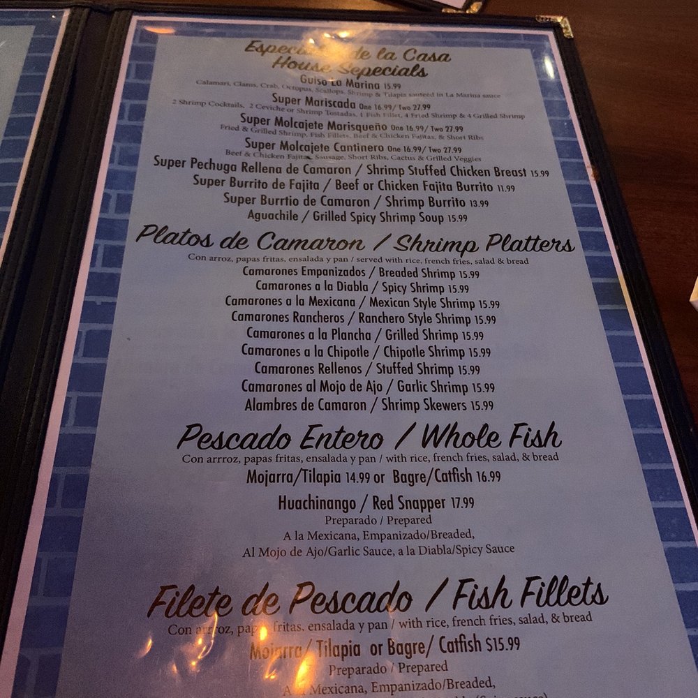 Mariscos La Marina Seafood Grill - Menu - Mexican Near Me - Lancaster, Texas Mariscos La Marina Seafood Grill - Menu - Mexican Near Me - Lancaster, Texas