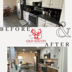 Old South Construction - Kitchen remodel including custom cabinetry, countertops, backsplash and more!