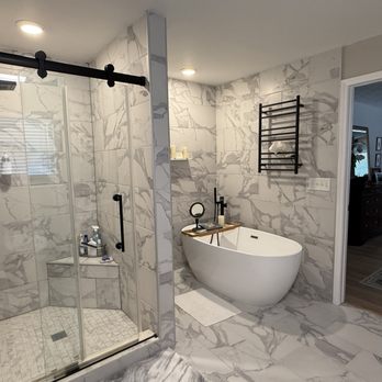 Brightnest Transformations - Frameless Shower Door and Free Standing Tub - General Contractors Near Me