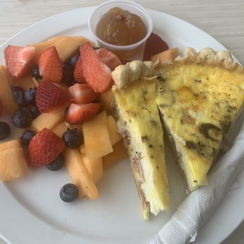 Fifth Avenue Coffee Company - Ham & cheese quiche with a side of fruit - Coffee & Tea Near Me - Naples, Florida Fifth Avenue Coffee Company - Ham & cheese quiche with a side of fruit - Coffee & Tea Near Me - Naples, Florida