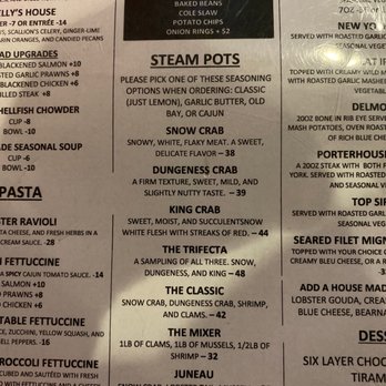 Kelly's Steak and Seafood - Close up of steam pot menu - Seafood Near Me - Boalsburg, Pennsylvania
