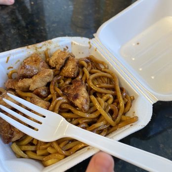 Hibachi Fusion - a plate of noodles and meat - Japanese Near Me - Greensboro, North Carolina