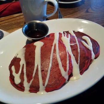 Red Cow 50th & France - Red velvet pancakes with bacon maple dressing - Burgers Near Me - Minneapolis, Minnesota