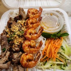 Vermicelli bowl with grilled pork and shrimp