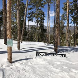Grand Lake Nordic Center - A summertime resting bench becomes a strange piece of metal sticking out of the snow during the winter!