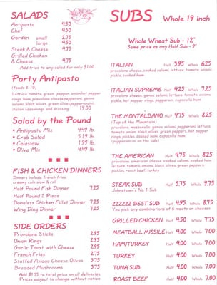 Menu photo 3 Pizza-Deli Six Pack Johnstown, PA