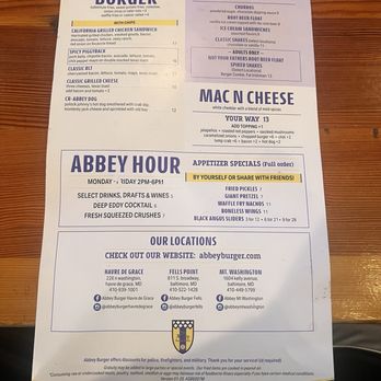 Abbey Burger Bistro - Menu - American Near Me - Baltimore, Maryland Abbey Burger Bistro - Menu - American Near Me - Baltimore, Maryland