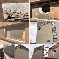 Corbett Plastering - Some exterior stucco repair on a hotel in the Boston area