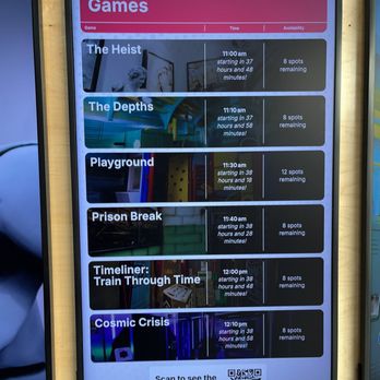 The Escape Game - The waiting board - Escape Games Near Me - Orange, California