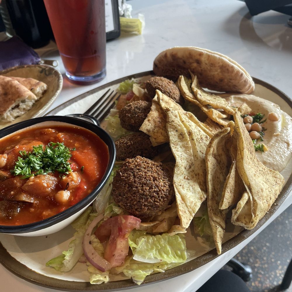 Meddys - Falafel platter with Fattoush - Middle Eastern Near Me - Wichita, Kansas Meddys - Falafel platter with Fattoush - Middle Eastern Near Me - Wichita, Kansas