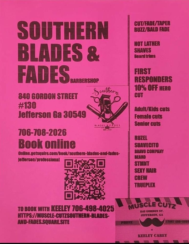 SOUTHERN BLADES & FADES Updated August 2024 Request an Appointment
