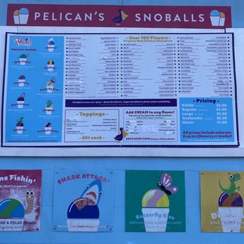 Pelican’s Snoballs - Menue - Shaved Ice Near Me - Winder, Georgia