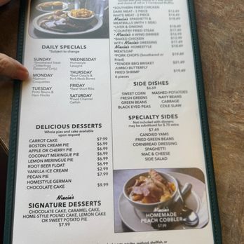 Niecie's Restaurant - Dinner menu. They have specials too. - Soul Food Near Me - Kansas City, Missouri