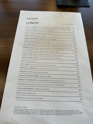 Menu photo 2 Bar Tutto Chicago, IL Menu photo 2 Bar Tutto Chicago, IL