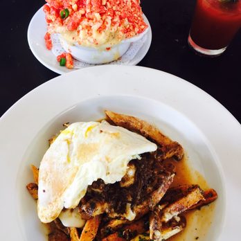 The Attic - Top to Bottom: Reggae Mac N Cheetos & Short Rib Poutine with Fried Egg - Breakfast & Brunch Near Me - Long Beach, California