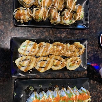 I Love Sushi - Top-Crispy Creme Sushi Roll Middle- Cali Fried Roll Bottom- Ahra's Roll - Sushi Bars Near Me - Clovis, California I Love Sushi - Top-Crispy Creme Sushi Roll Middle- Cali Fried Roll Bottom- Ahra's Roll - Sushi Bars Near Me - Clovis, California