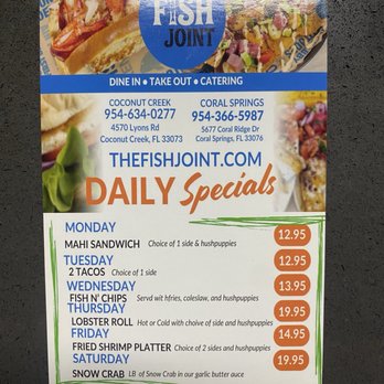 The Fish Joint - Daily specials - Seafood Near Me - Coconut Creek, Florida The Fish Joint - Daily specials - Seafood Near Me - Coconut Creek, Florida
