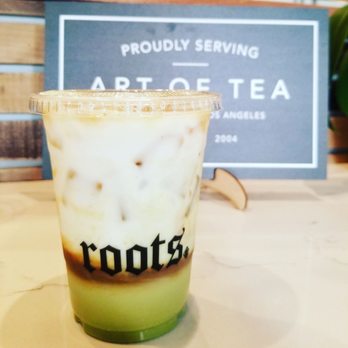 Roots Cafe - Green tea late with an espresso shot. - Cafes Near Me - Cerritos, California