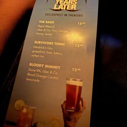 Alamo Drafthouse Cinema Denton - 28 Years Later themed drinks