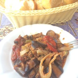 Saray Restaurant Cafe - Eggplant came with complimentary bread.
