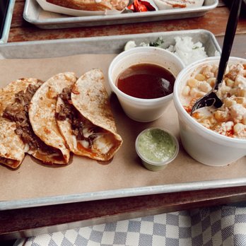 Chilangos Tacos - The barria tacos (weekend only) and the elote. - Tacos Near Me - Plano, Texas