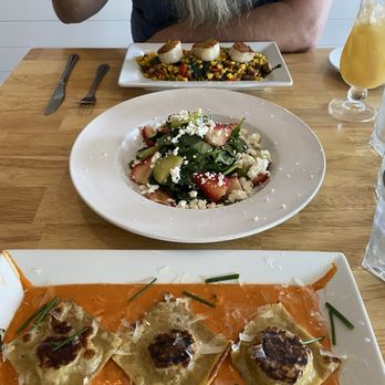 Seaworthy Kitchen & Bar - Lobster Ravioli, spinach salad, Scallops. - Seafood Near Me - Carolina Beach, North Carolina