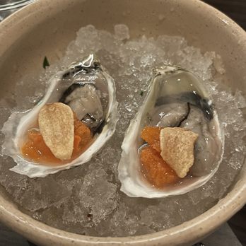 Uchiko Plano - east coast oyster - gochujang orange granita, candied garlic 10/10 - Japanese Near Me - Plano, Texas Uchiko Plano - east coast oyster - gochujang orange granita, candied garlic 10/10 - Japanese Near Me - Plano, Texas