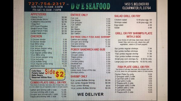 Menu photo 4 D&E Donuts Clearwater, FL