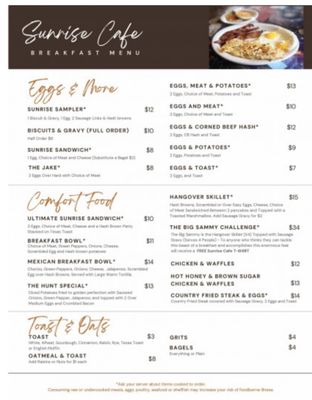Menu photo 2 Sunrise Cafe Battle Creek, MI Menu photo 2 Sunrise Cafe Battle Creek, MI