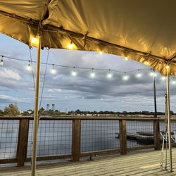 The Boathouse At River Islands - Evening view from outside dining deck on the manmade lake. Taken about 6:30pm.