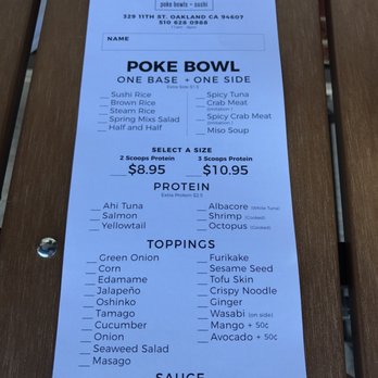Poke Zone - Poke Zone Menu (front side) - Sushi Bars Near Me - Oakland, California Poke Zone - Poke Zone Menu (front side) - Sushi Bars Near Me - Oakland, California