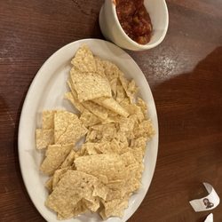 Virg's - Chips and salsa, " I think store bought and served."